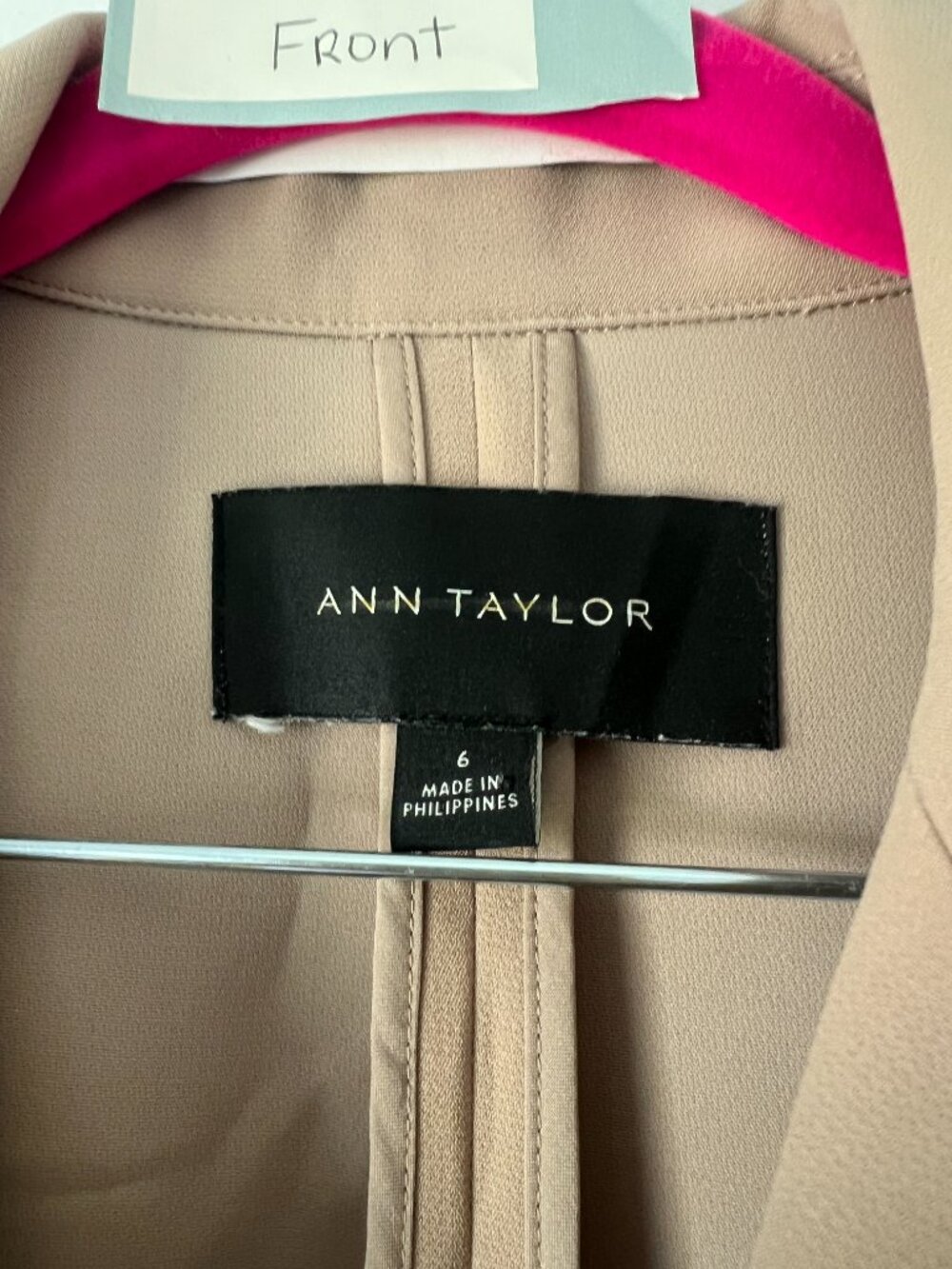 Ann Taylor Camel Double-Breasted Belted Trench Coat Size 6 | NEVER WORN - Picture 4 of 7